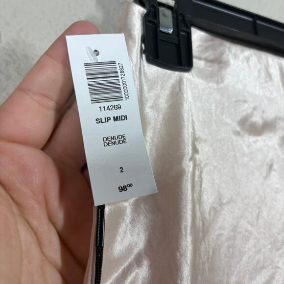 Babaton Aritzia Size 2 Satin Slip Midi A Line Skirt Denude Tan Pink - Picture 7 of 10